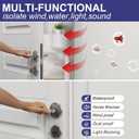 4 x Weather Stripping Door Seal Strip, 118'' Foam Weatherstripping Window Sealer Winter, Door Soundproofing Self Adhesive Window Door Insulation Strip for Exterior Door, Draft Stopper Gap Filler (White)