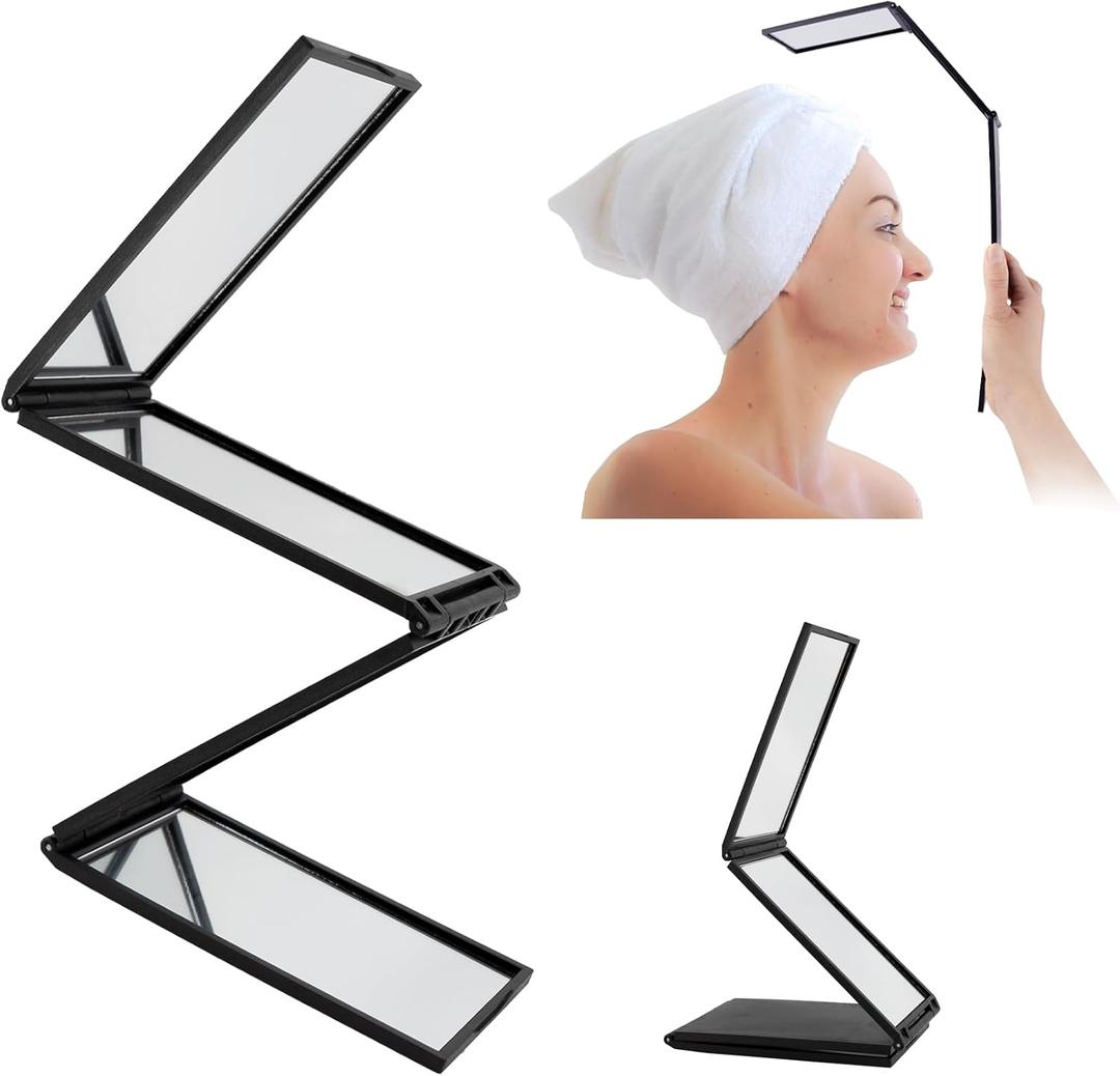 Foldable Makeup Mirror Multi Angle Folding 4 Way Mirrors for Self Hair Cutting