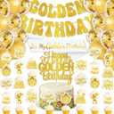 Golden Birthday Party Decorations, Includes It's My Golden Birthday Sash, Banner, Balloons, Cake Topper, Cupcake Toppers for Teens, Women and Men Theme Birthday Party Supplies Gifts Ideas