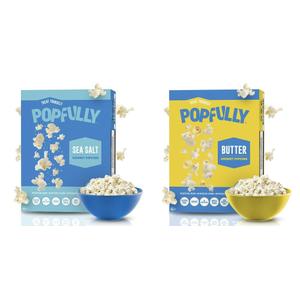 POPFULLY Butter Popcorn Fully Pops, Sharing Bags, Buttery Flavor, Big Pop, Micro Popcorn Bags, 2.82 Ounce (Pack of 3) + POPFULLY Sea Salt Popcorn Fully Pops, Sharing Bags, Simple Flavor, Big Pop, Micro Popcorn Bags, 2.82 Ounce (Pack of 3) BB Date 12/23/2026