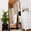 ITSRG Floor Mirror, Full Length Mirror with Stand, Arched Wall Mirror, Gold Floor Mirror Freestanding, Wall Mounted Mirror for Bedroom Living Room, Gold