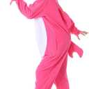dressfan Cartoon Unisex Animal Grey Shark Costume Pajamas Adult Kids Teen Women Men (Pink, S)