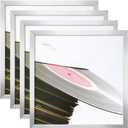 eletecpro 12.5x12.5 Record Frames, Silver, Sturdy and Lightweight PVC Album Frame Made to Display Vinyl Records, Home Decor LP Record Frame for Wall Easy to Hang Suit to 12x12 LP Covers, Set of 4
