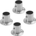 Antrader Closet Rod Flange,1 Inch Dia. Adjustable Socket Bracket Stainless Steel Support Holder for Pipe, 4-Pack (Silver Tone)