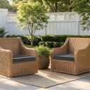 MIULEE Dark Grey Outdoor Chair Cushions Set of 2, 19x19x3 Inch Waterproof Patio Seat Cushions for Outdoor Furniture Couch Sofa, 3 Year Color Fastness High Density Foam with Adjustable Ties