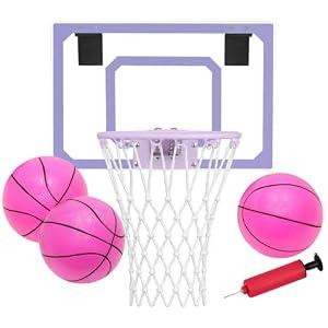 Mini Basketball Hoop Indoor – Over Door Basketball Set w/ 17"x11" Shatterproof Backboard, Foam-Padded Door Protection, Quiet Slam Dunk, 3 Mini Balls & Pump, No Tools Required