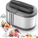 Automatic Ice Cream Maker Machine Semi-conduct, Icecream Maker Machine For Home With Lcd Display, Electric Gelato Maker -no Pre-freezing, For Simple Vanilla, Strawberry, Blueberry, Coffee Ice-cream (Black)