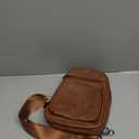 FADEON Sling Bags for Women Crossbody Bags, Designer PU Leather Sling Purse Multi-Pocket Packs with Card Slot Purse Brown