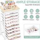 SYKIARIOL Rolling Cart with Drawers,10 Drawer Rolling Cart,Rolling storage cart with drawers,White Rolling Drawer Cart,Teacher Rolling Cart for Classroom Storage,Craft Cart with Wooden Tabletop