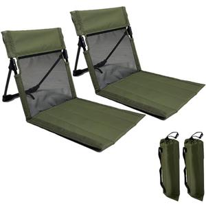 2 Pack Foldable Camping Chairs with Mesh Backrest,Ultra-Light Portable Beach Chairs with Carry Bag for Sunbathing Swimming Poolside Picnic Lawn Road Trips (Green)