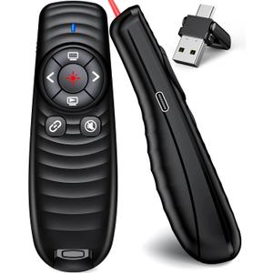 USB Type C Wireless Presentation Clicker 2.4GHz Clicker for Powerpoint Presentations,Presentation Clicker with Volume Control & Hyperlink,Slide Clicker Pointer for Classroom Mac Laptop Computer