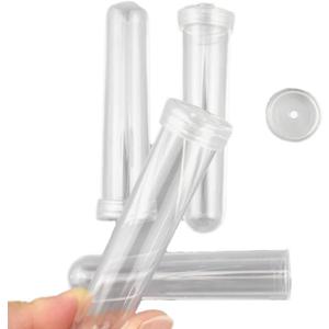 HAHIYO 25PCs 3.5X1Inch Transparent Plastic Floral Tubes Floral Water Tubes Flower Vials with Silicone Cap for Plants Fresh Flowers Arrangement Decoration Milkweed Cutting Florist Supplies