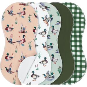 SmoothNovelty 5 Pack Mallard Duck Pattern Baby Burp Cloths Soft Absorbent Burping Rags for Newborns 19"x9" Spit up Cloths for Boy Girl Newborn Baby Shower Registry Gifts Set Nursery Decor