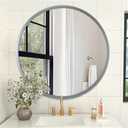 Bathroom Mirror for Wall Mirrors for Wall Metal Framed Round Hanging Mirror Matte Deep Grey Small Mirror Modern Ative for Restroom Farmhouse Hanging Deep Grey