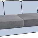 H.VERSAILTEX Stretch 2 Piece T Cushion Sofa Slipcovers Individually Sofa Cushion Covers for 2 Cushion Couch Sofa Seat Cushion Covers with Elastic Bands Featuring Thicker Jacquard Fabric, Dove