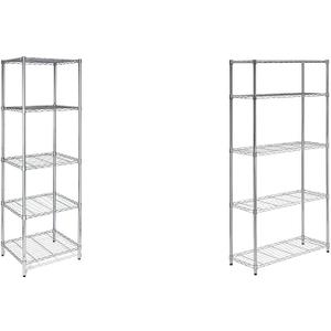 Honey-Can-Do SHF-01054 5-Tier Chrome Shelving Unit, 250 lbs & 5-Tier Chrome Heavy-Duty Adjustable Shelving Unit with 200-lb Per Shelf Weight Capacity