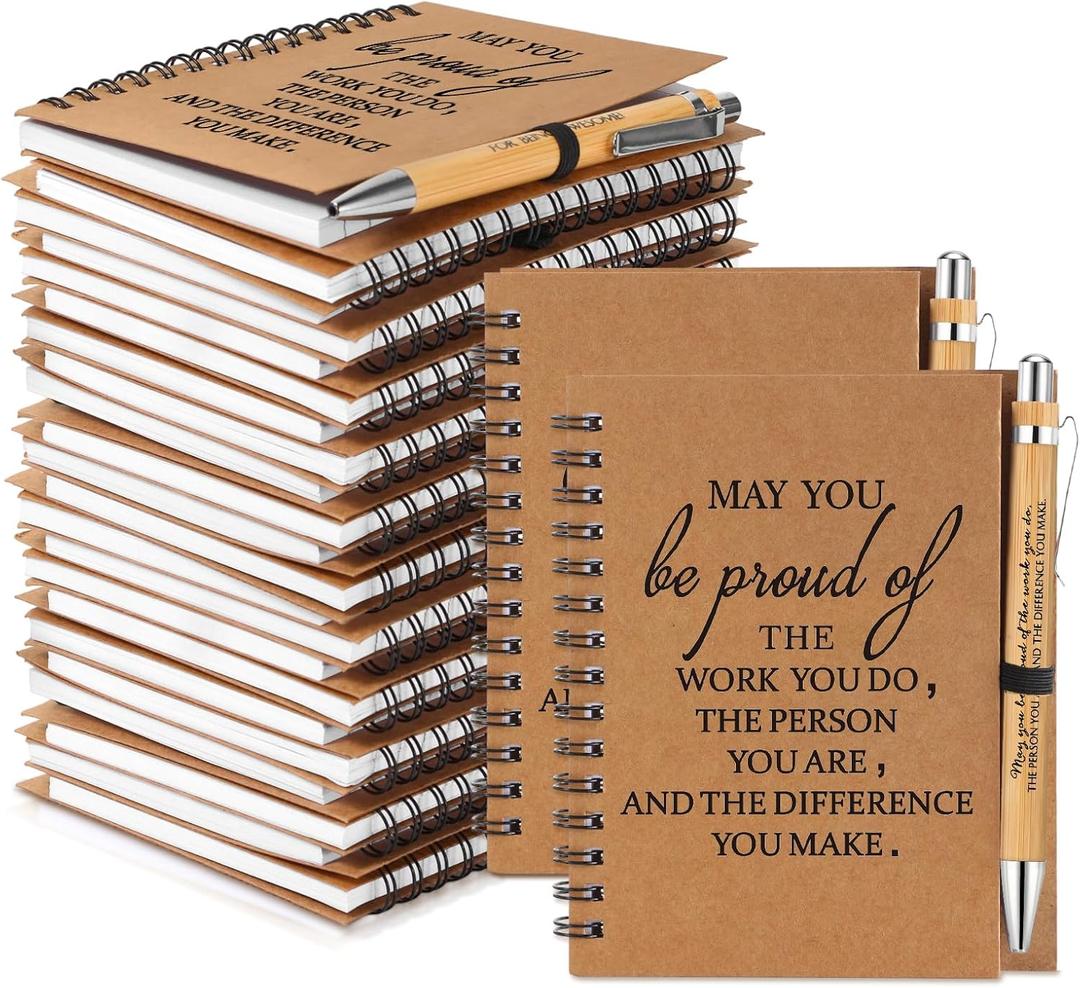Honoson 50 Sets Employee Appreciation Gifts Teacher Appreciation Notebooks with Ballpoint Pens Mini Spiral Inspiration Journals Bulk Nurse Week Thank You Gifts for Group Coworker Staff