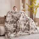 50x60 Inches Ultra-Soft Fuzzy Faux Fur Plush Throw Blanket - Thick, Warm Sherpa for Couch, Sofa, Bedroom, Camping - Decorative Blanket for Cozy Warmth, Bubble Brown Tie Dye