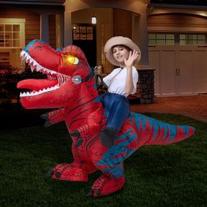 Joyfy Inflatable Costumes for Kids, Riding Light-Up Eyes T-rex Inflatable Costume, Red Rawr Blow Up Dinosaur Costumes for Halloween Costume Cosplay Themed Parties