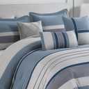 Queen Comforter Set Slate Blue Gray Luxury 7-Piece Suede Bedding