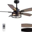 46 Inch Ceiling Fans with Lights and Remote Control, Farmhouse Ceiling Fan for Bedroom Living Room and Patio, Black Caged Ceiling Fan for Indoor and Outdoor