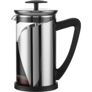 KYZ French Press Coffee Maker, 304 Stainless Steel with 4 Level Filter, 20oz Borosilicate Glass Coffee Press, Heat Resistant, Easy to Clean, 100% BPA Free for Coffee & Tea