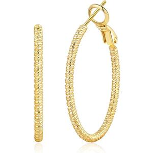 OOOPEL Gold Hoops Earrings for Women, 14k Real Gold Plated Big Earring Hoops Lightweight Earrings Hypoallergenic Large Sterling Silver Hoop Earring for Women 40MM 