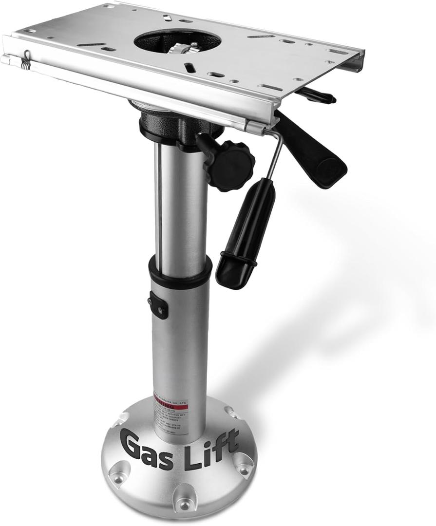 Gas Lift Boat Seat Pedestal with Slide Mount, Aluminum Adjustable Height from 17" to 24" Air-Powered Power-Rise Pneumatic Lifting Seat Pedestal