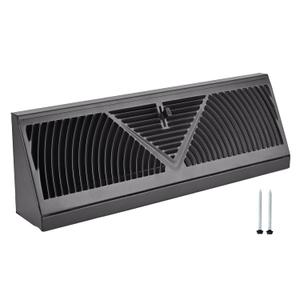 15 Inch Baseboard Register (Duct Opening Size) - Baseboard Vent Covers for Home - Easy Adjust Air Supply Lever Floor Baseboard Diffuser (Black)