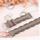 Compatible with Apple Watch Band Lace Women Flower Cut-outs Stretchy Silicone Strap for iWatch Ultra 1/2 (49mm), Series 9/8/7(41mm 45mm), Series SE/6/5/4(40mm 44mm), Series 3/2/1(38mm 42mm) Beige