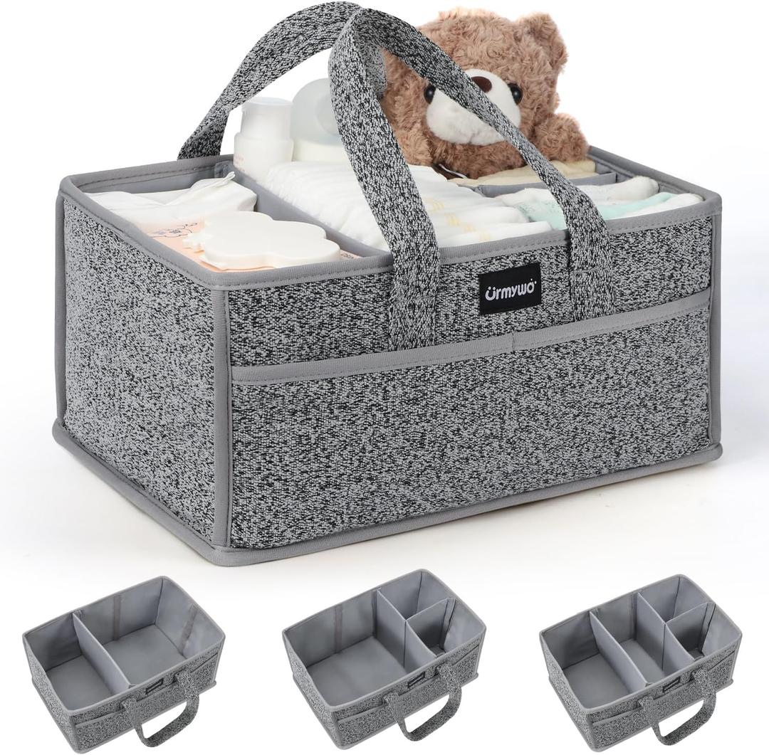 URMYWO Diaper Caddy Organizer - Portable Baby Diaper Caddy with Handle, Large Nursery Organizer Storage Basket for Newborn Essentials, Baby Registry Must Have Shower Gift for Home and Car Travel