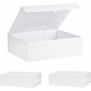 Extra Large White Gift Box 3 Pack 19x16x6 Inches,Gift Boxs for Presents with Lid Magnetic Closure Collapsible,Bridesmaid Proposal Box,Birthday, Christmas,for Clothes and Large Gifts