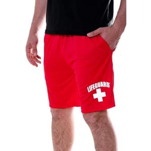 LIFEGUARD Officially Licensed Mens Active Running Performance Shorts Moisture Wicking (M) Red