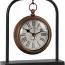 NIKKY HOME Small Retro Desk Clock, Silent Non-Ticking Classic Battery Operated Decorative Table Mantel Shelf Clock for Living Room
