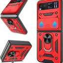 Atump for Motorola Razr 2023 Case [Not Fit Razr Plus 2023], Heavy Duty Shockproof with 360 Rotation Metal Kickstand [Military Grade] Protective Case for Moto Razr 2023, Red