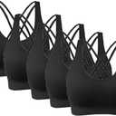 AKAMC Women's Cross Back Sport Bras,Adjustable Straps Padded Criss Cross Cropped Bras for Yoga Workout Fitness (Large)