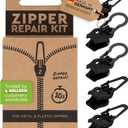 Zlideon Universal Zipper Repair Kit for Plastic & Metal Zippers Multipack - 5pcs, Black | Instant Zipper Pull Replacement Slider for Denim, Jacket, Winter Coat | Easy to Install | Made in Germany