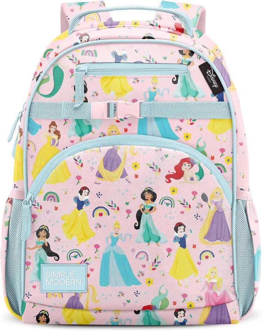 Simple Modern Large Disney Kids Backpack for School Girls and Boys | Princesses Elementary Backpack for Teen | Fletcher Collection | Kids - 16" tall | Princess Rainbows, 18 Liter