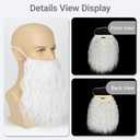 Long Curly White Fake Beard for Men with Elastic Band Costume Facial Hair Fake Mustache for Halloween Cosplay Party Look