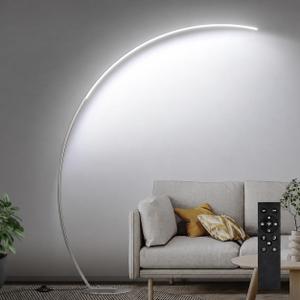 Dimmable LED Floor Lamp with 3 Color Temperatures, Ultra Bright 2000LM Brushed Nickel Arc Floor Lamps for Living Room, Modern Tall Lamp with Remote Control Reading Floor Lamp for Bedroom Office