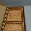 Rattan Serving Tray, Rectangular Woven Tray, Natural Wicker Decorative Serving Baskets for Organizing Tabletop Bathroom Kitchen Counter (Natural)