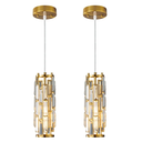 LMQNINE Pendant Lights Modern Gold Pendant Light Mini Crystal Chandelier Pendant Lighting for Kitchen Island Dinning Room Bedroom Kitchen Sink Lighting (Gold 2-Pack)