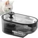 PAPIFEED Cat Water Fountain, 84oz/2.5L Automatic Pet Water Fountain Dog Water Dispenser with a Stainless Steel Tray, Easy Cleaning for Cats, Dogs, LED Light - Black