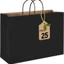 MESHA Large Black Paper Bags with Handles 16x6x12 Inch 25 Pack Paper Shopping Bags Large Gift Bags Craft Bag Kraft Bag for Small Business