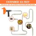 Drain Snake Auger 33 Feet, Plumbing Snake Drain Hair Clog Removal Tool, Heavy Duty Toilet Snake Auger, Sink Unclogger Drain Cleaner Tool for Bathroom Kitchen Tub Shower Drain Clog Remover with Gloves