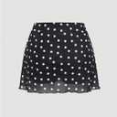 WDIRARA Women's Polka Dots Mini Skirt Vintage Mesh A Line Skirts with Shorts, Petite XS