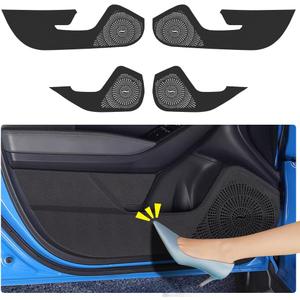 Car Door Anti Kick Pad for Subaru Crosstrek 2024 2025 Accessories Carbon Fiber Style Leather Sticker Door Sill Protector Cover Edge Guard Side Mat Interior Decoration Dirty Stickers (Set of 4)