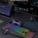 Wireless Keyboard and Mouse Combo - 9 Backlit Effects, RGB, Ergo Wrist Rest, Phone Holder, 2.4G Full Size, Rechargeable, Sleep Mode, KM22 MAX Quiet Set for Computer, PC, Laptop, Mac, Windows- SABLUTE