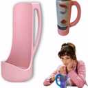 Slim Can Holder 12 Oz with Handle, 3D Printed Reusable Beverage Grip for Beer, Suitable for A Variety of 12 Oz Canned Beverages and Beer (Pink)