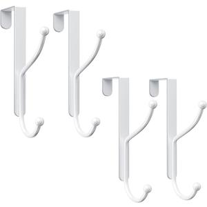 niffgaff Over Door Hook 4-Pack, Heavy Duty Door Hanger, Fits Interior Doors 1.4 Inches Thick, Organize Coats, Hats, Towels, and Bags for Entryways, Bathrooms, Bedrooms, and Kitchens, White